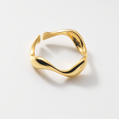 Wavelet - Alvora 18k gold plated ring adjustable wave ring contemporary statement ring