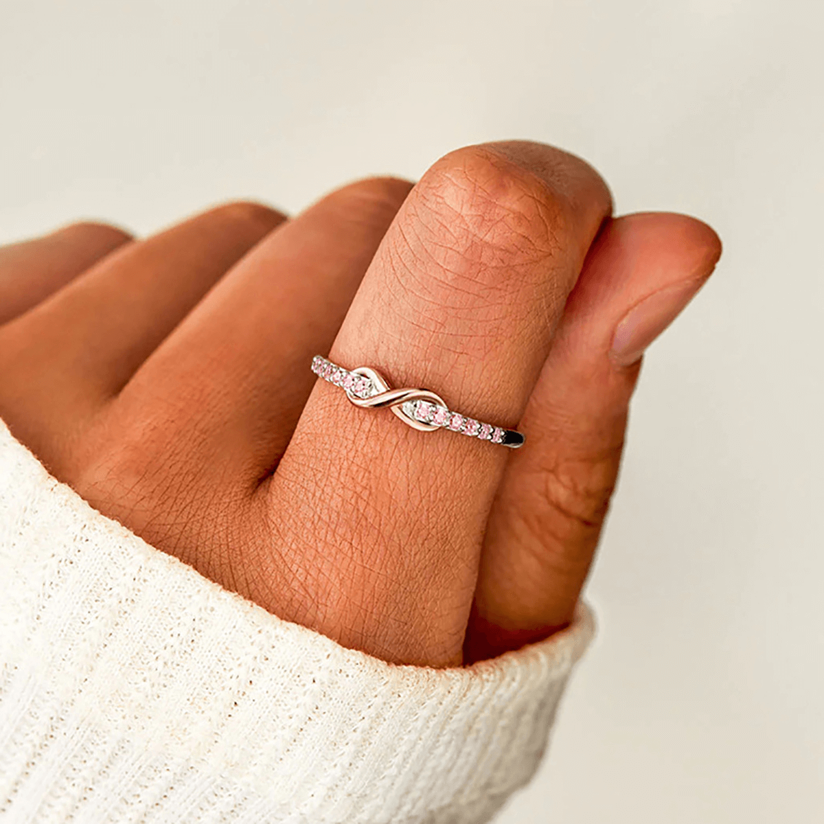 Zerinne Infinity Ring – Gold&Silver Ring with Pink Stones