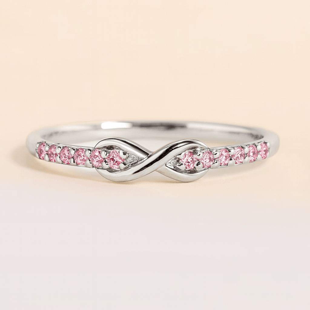 Zerinne Infinity Ring – Gold&Silver Ring with Pink Stones