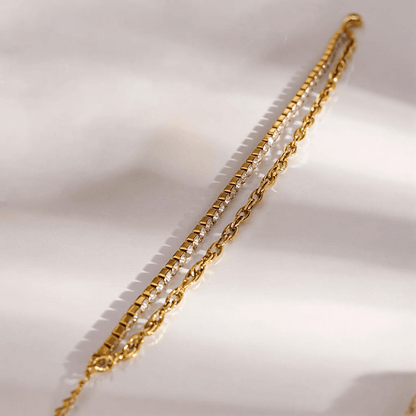 Zivelle Jewelry – 18K Gold Double Layer Zircon Bracelet