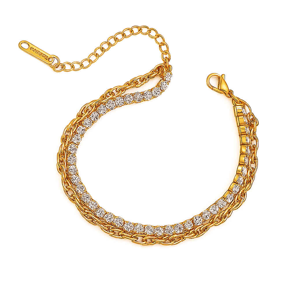 Zivelle Jewelry – 18K Gold Double Layer Zircon Bracelet