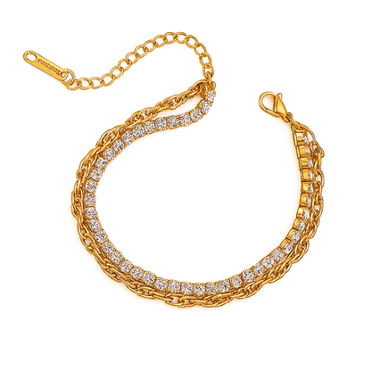 Zivelle Jewelry – 18K Gold Double Layer Zircon Bracelet